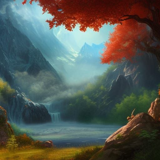Beautiful misty mountain
