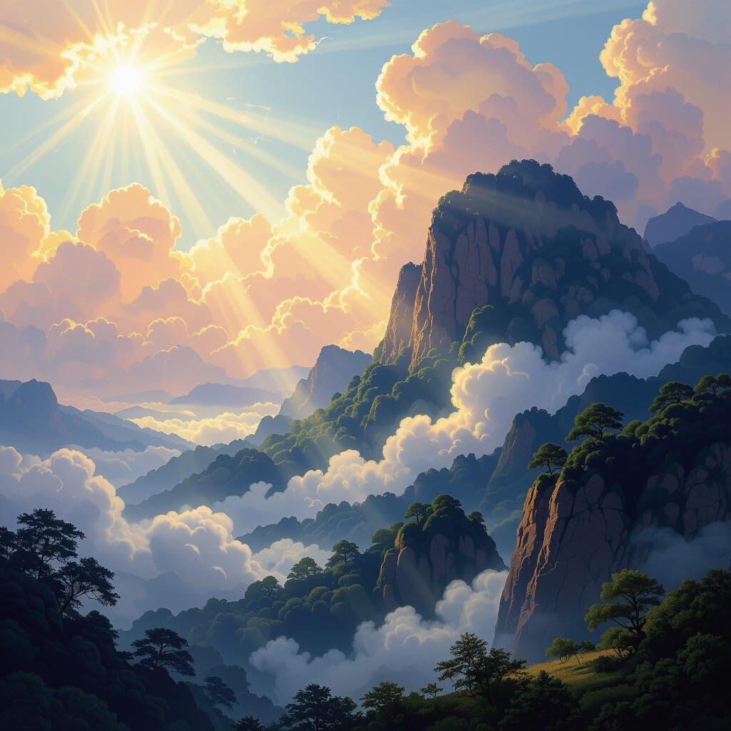 Ethereal Clouds in Dreamy Landscape