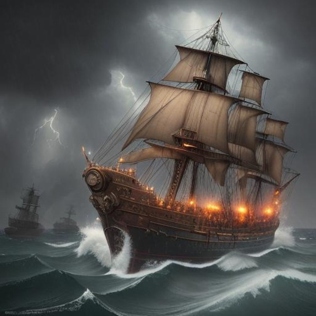 A Ship In A Storm In Summer - Ai Generated Artwork - Nightcafe Creator