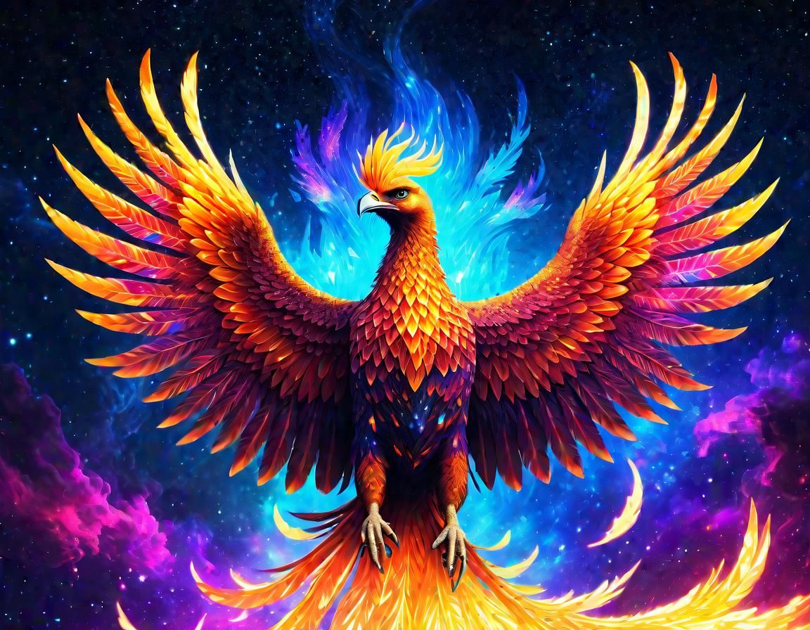 A majestic phoenix rising