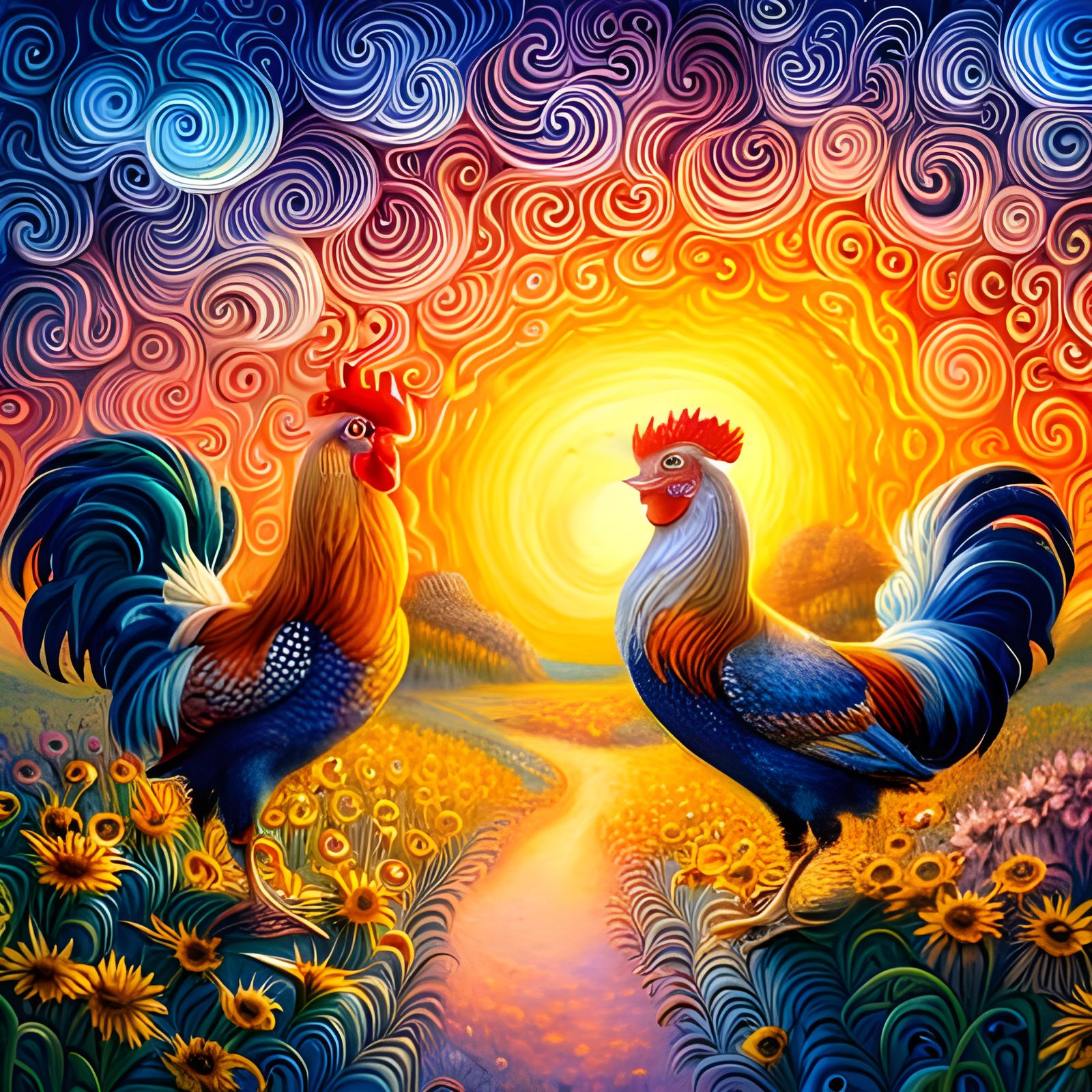 Roosters 🐓 🐓 - AI Generated Artwork - NightCafe Creator