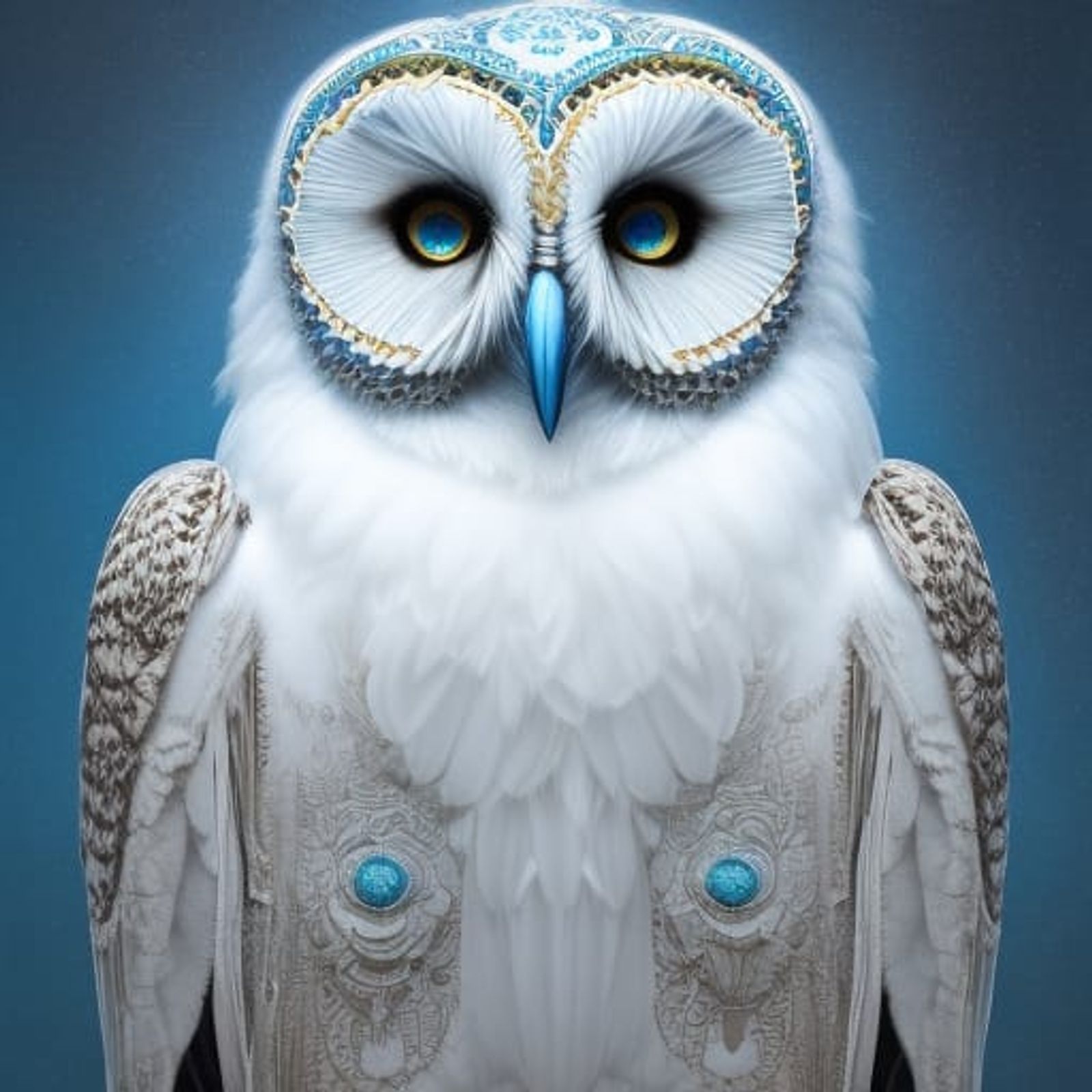 white owl blue eyes