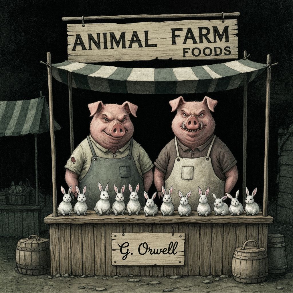 Napoleon and Squealer Sell the Rabbits  by @GloryAut