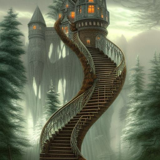 Stairs to a Tree Top Castle