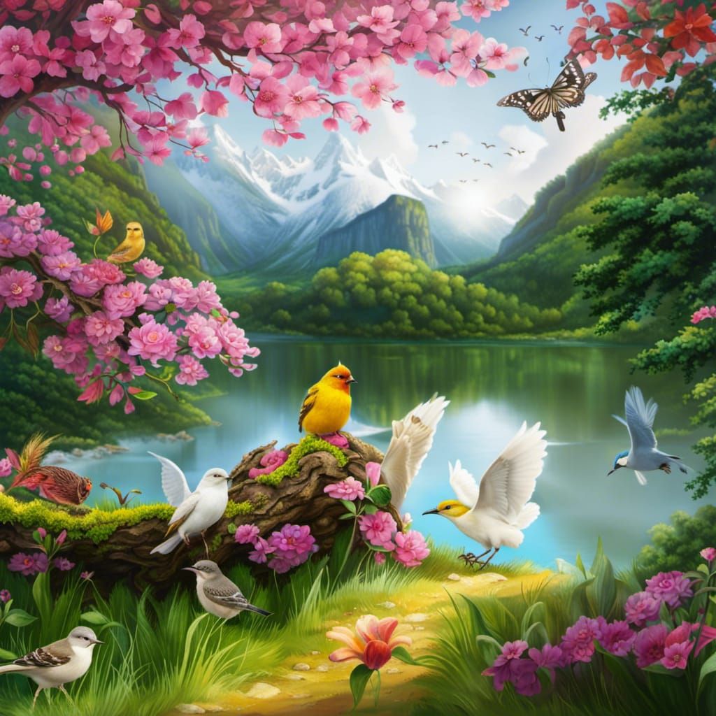 🕊🐣🥚🐥🐤🌷🌳🌸🦋😍🤩👍