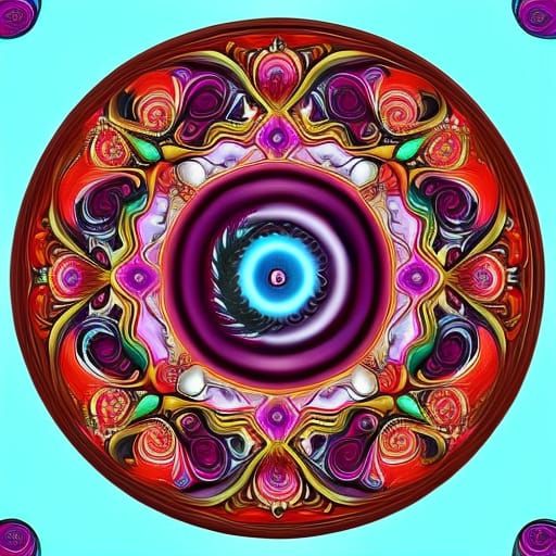 a yin - yang mandala symbol with fire  symmetrical balance, ...