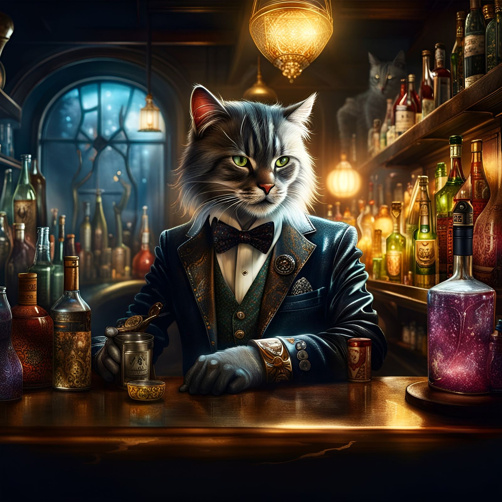 Sir Cattington the Bartender  by @NomALlama