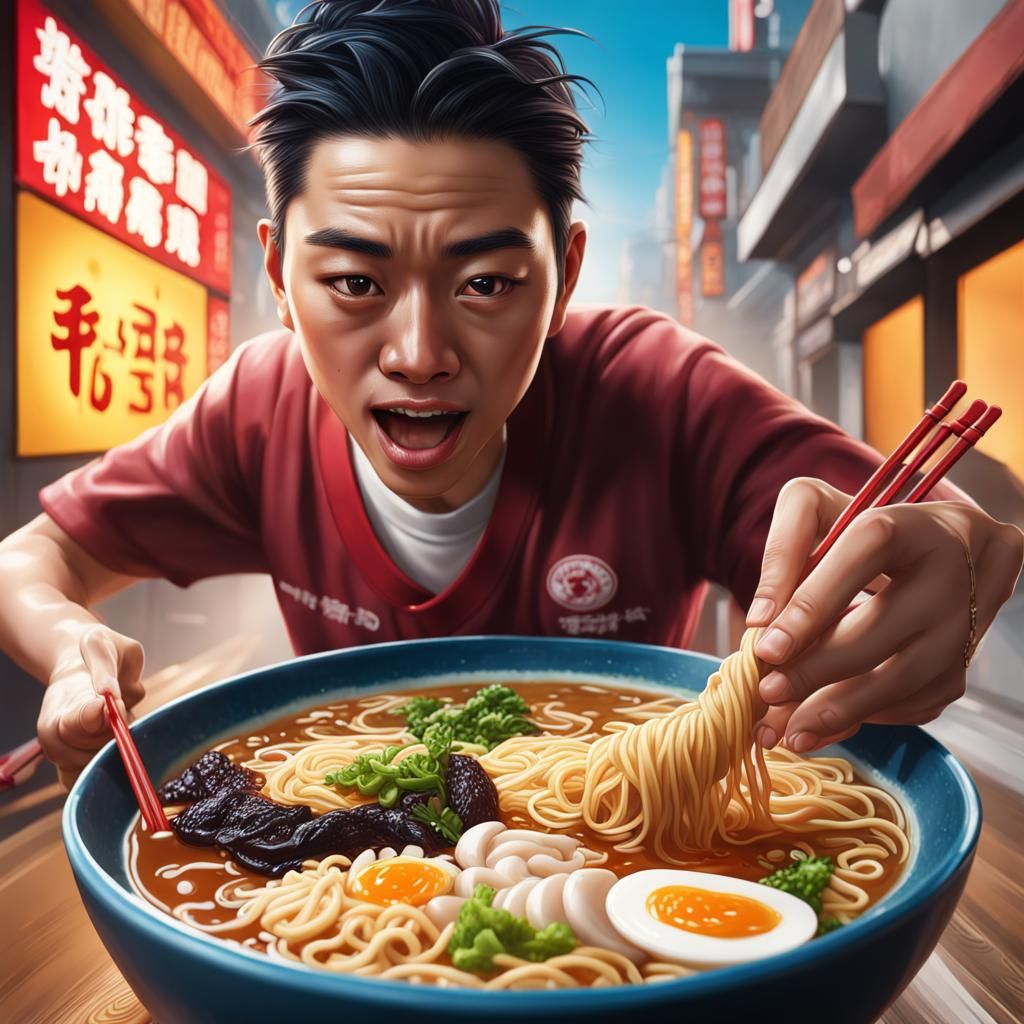 Ramen busy delivery - AI Generated Artwork - NightCafe Creator