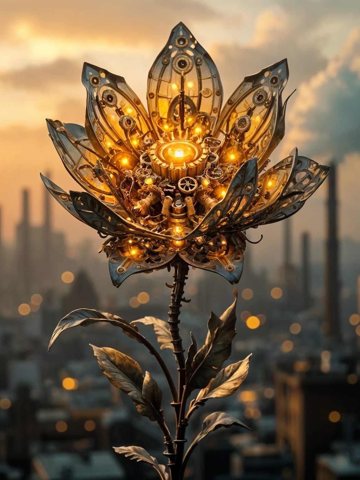 A steampunk inspired flower in the hart of the industry