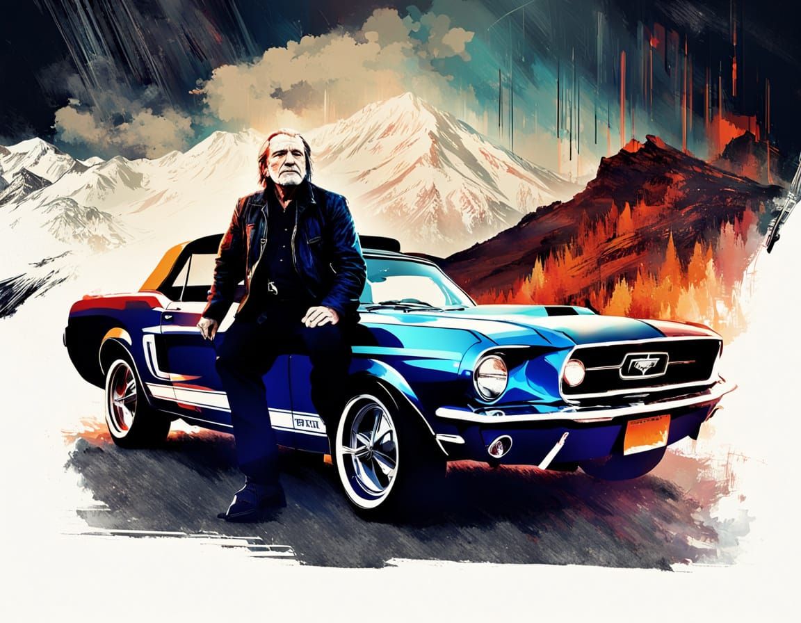 Willie Nelson's Mustang on Mountain Roads