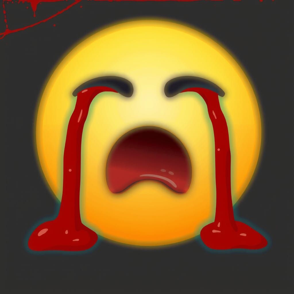 crying emoji, cries tears of blood, 8 bit 16 bit 32 bit
