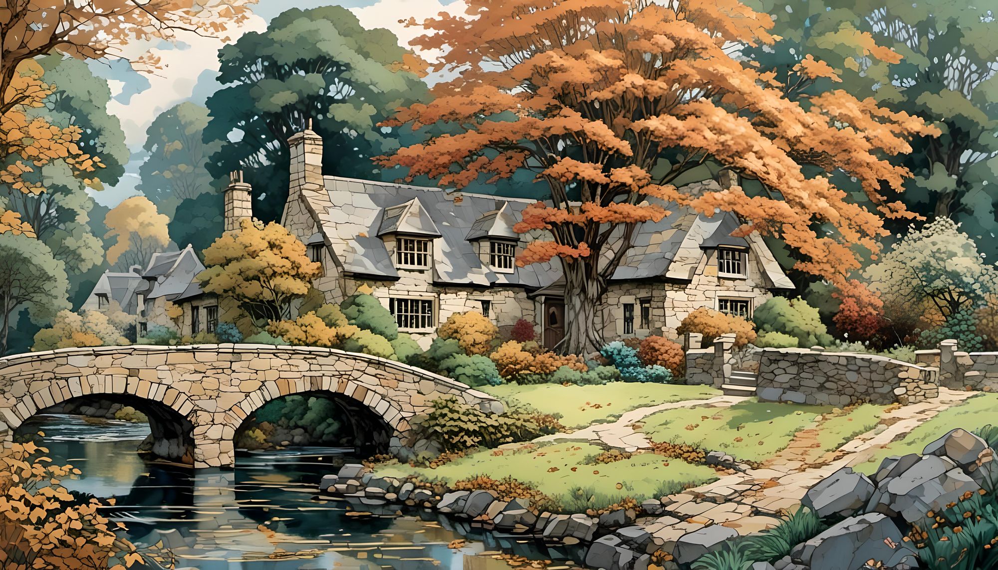 Cottage in Deep Autumn