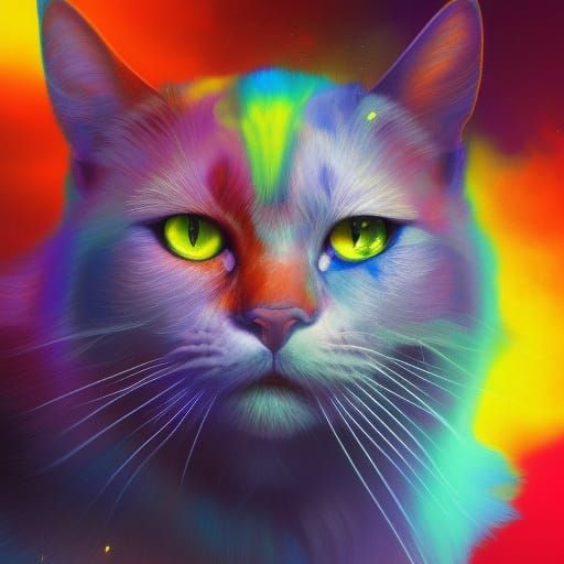 rainbow cat - AI Generated Artwork - NightCafe Creator