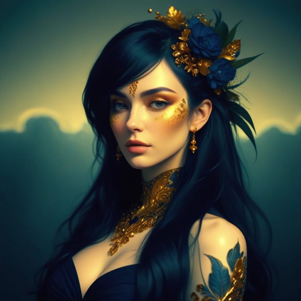  A celestial dreamscape of a thousand twinkling lights, vibrant, the swirling skies of a star-filled night sky, the ethereal glow and intric...