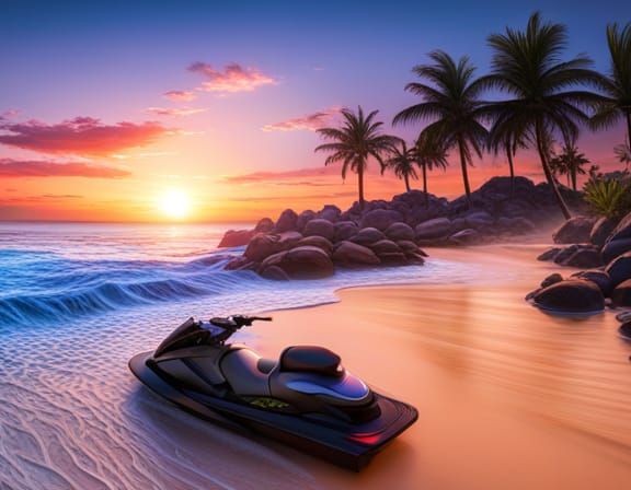 Jet Ski In The Sunset