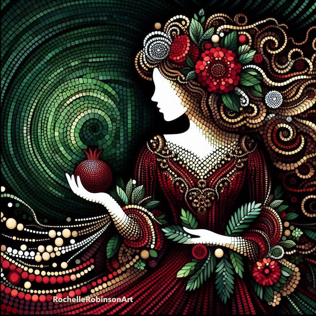 A Woman Holding A Pomegranate