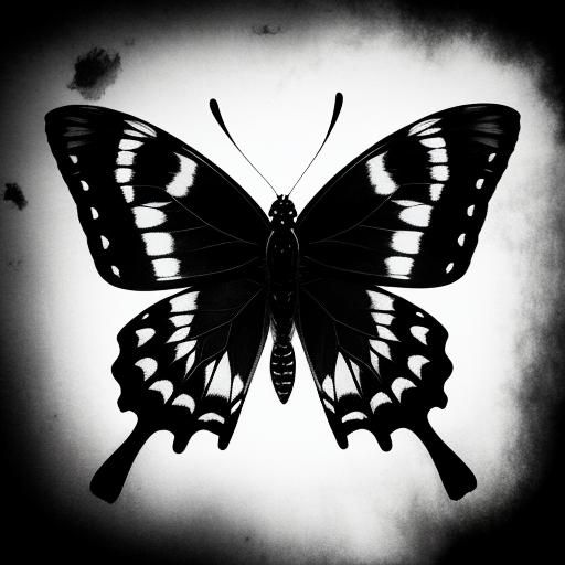 A  butterfly with black and white wings