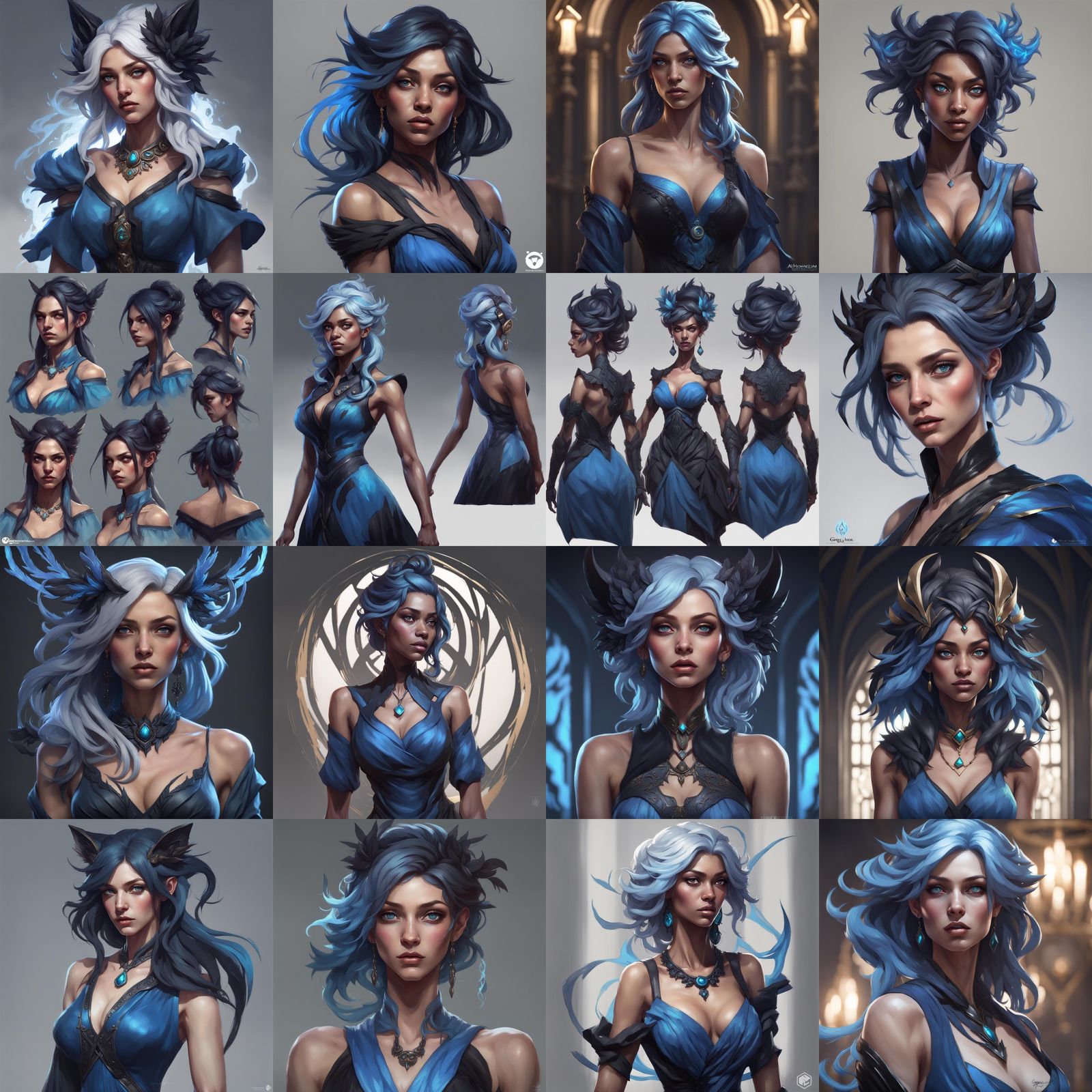 Unhappy Kindred in Blue and Black, Hyperdetailed Portrait