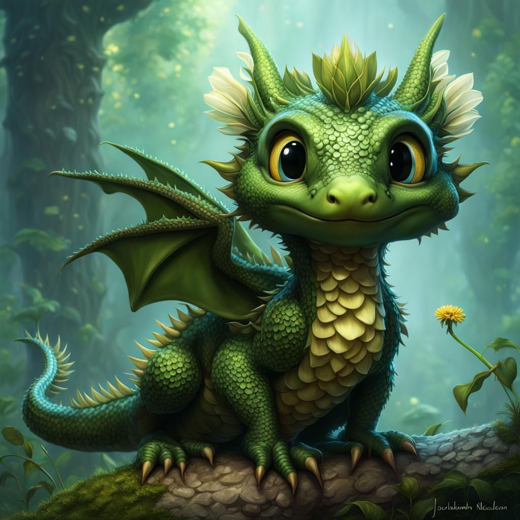 Green Baby Dragon - AI Generated Artwork - NightCafe Creator