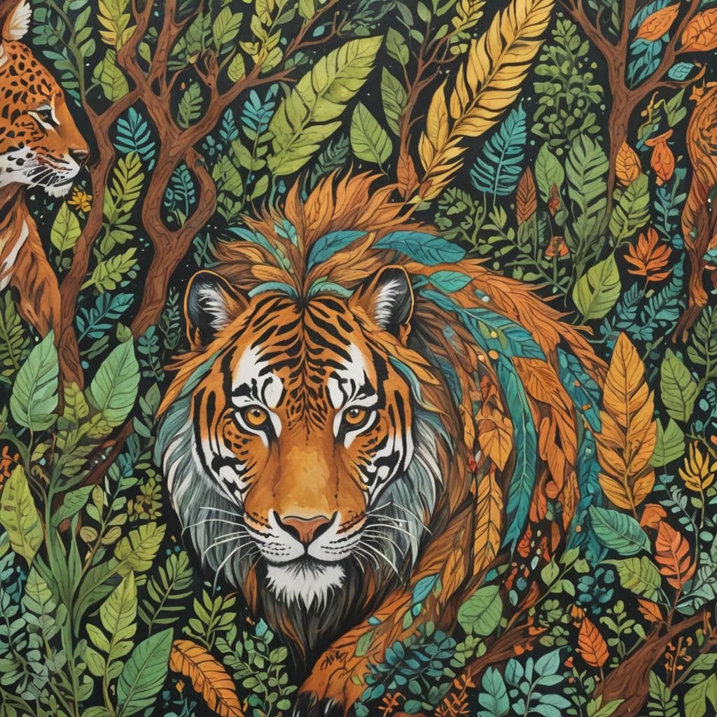 Wild Spirit gouache detailed painting