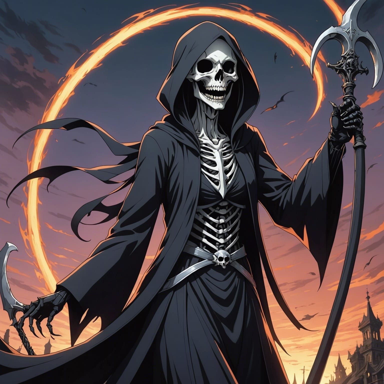 Distorted Unbalanced Reality grim reaper anime girl laughing...