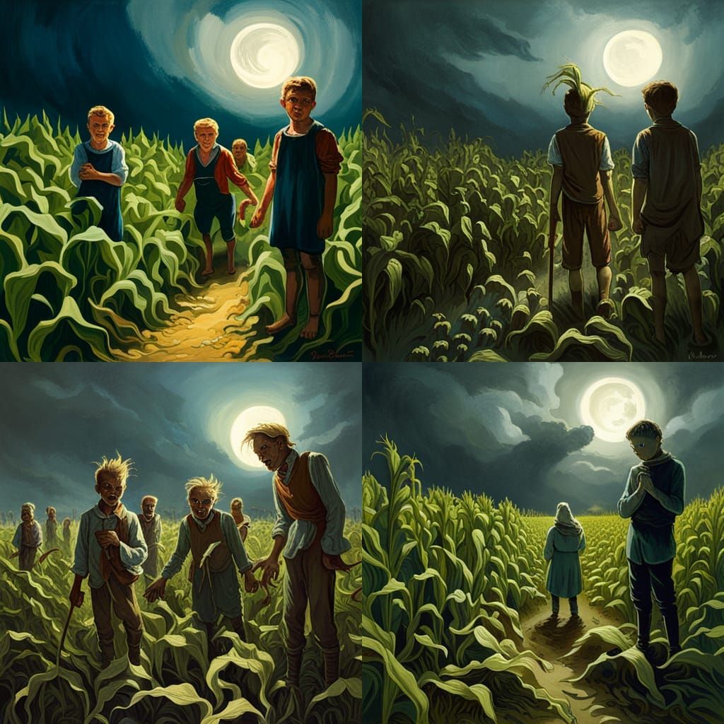 children on the corn
