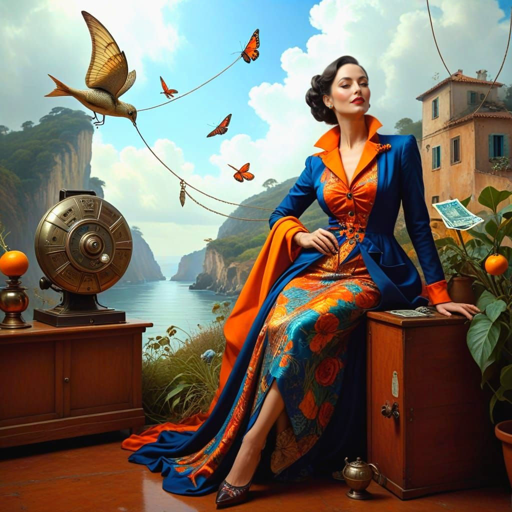 Happy Woman in Surreal Photorealistic Portrait