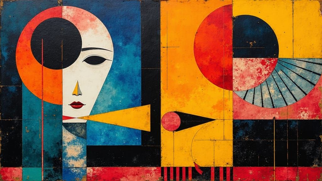 Hyperrealistic Geometric Abstractions in Dark Fluorescent Co...