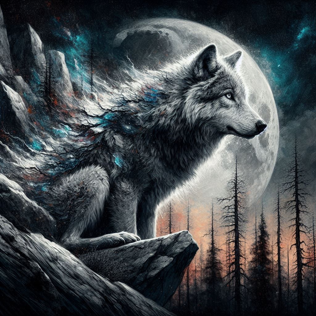 Wolf under the moon