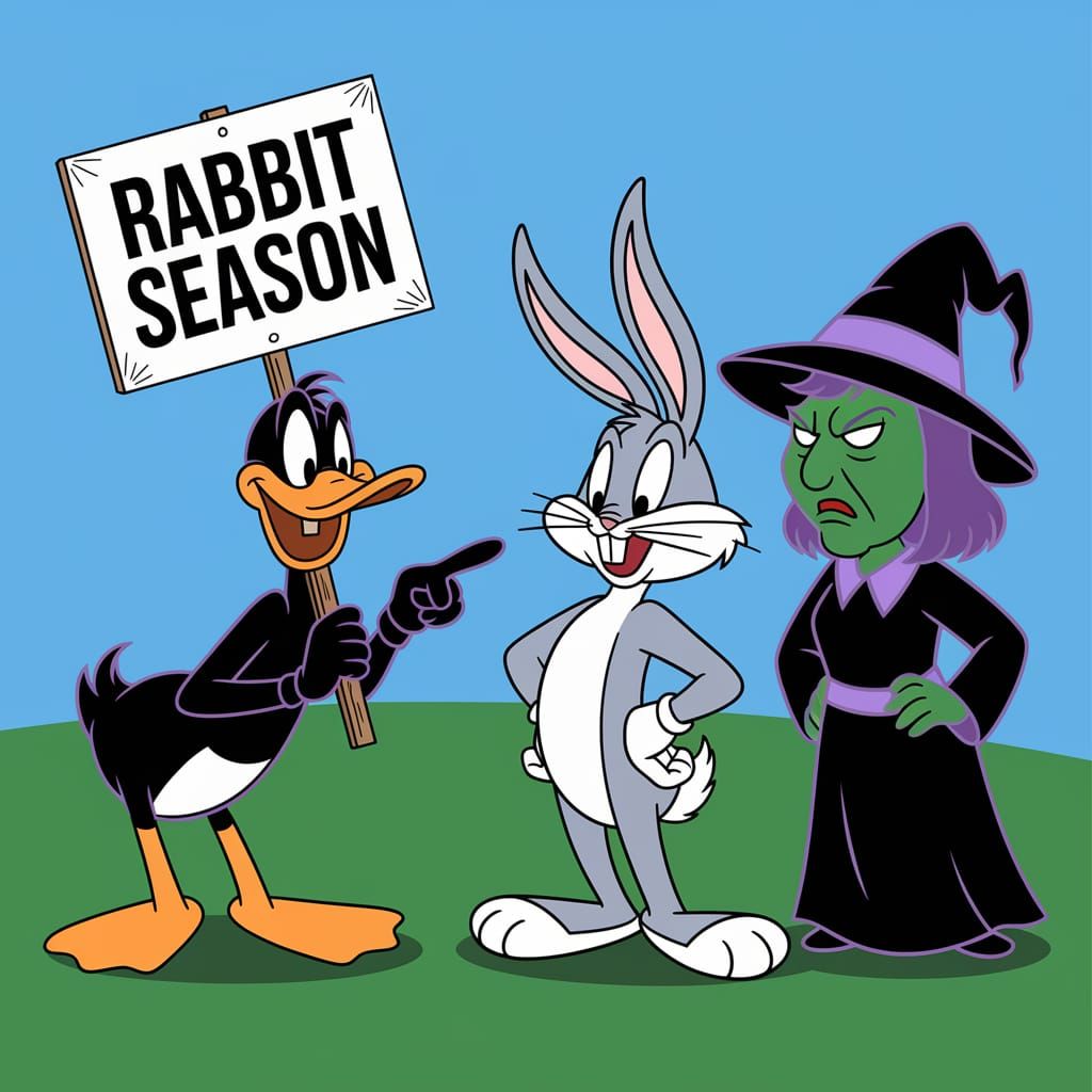 "Well okay ... I had a taste for duck à l'orange, but I guess it's hasenpfeffer!"