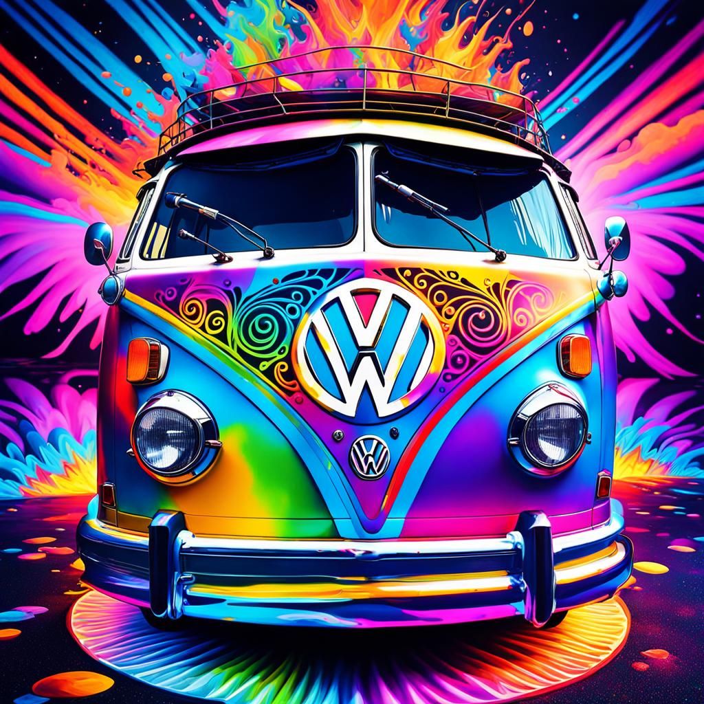 Hippy VW Van #6 - AI Generated Artwork - NightCafe Creator