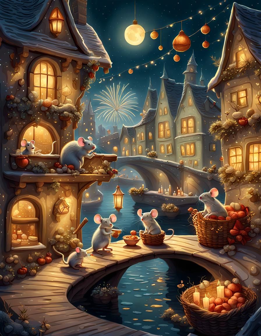 New Year's Eve at the mice  by @Giedre