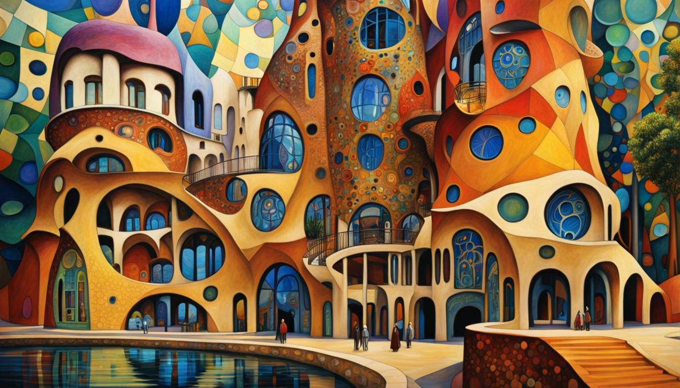 Abstracted picture of Hundertwasser social utopia painted by Wassily Kandinsky ...  by @amazoon