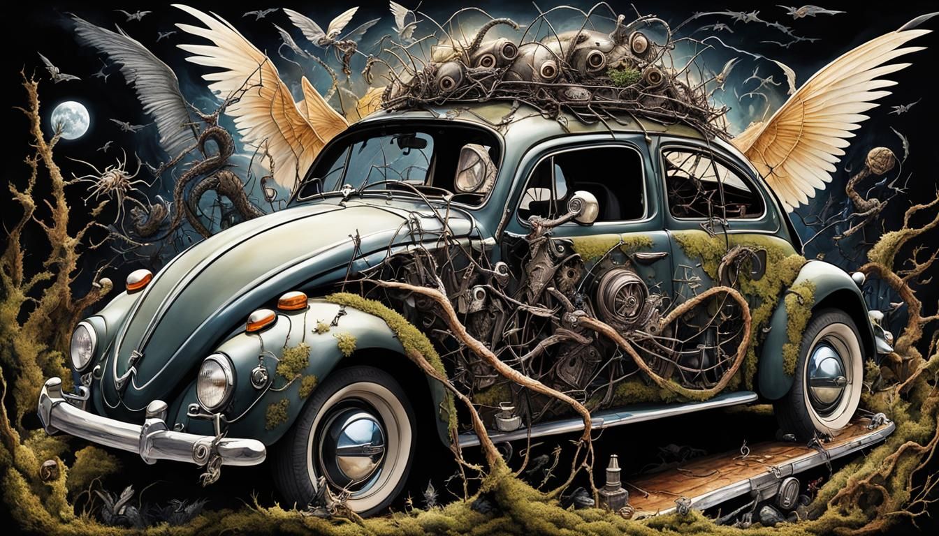 A Dark World of fantasy, with a VW Bug v2
