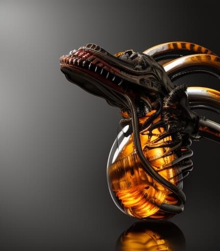 Xenomorph Encased in Amber: Hyperrealistic Glass Art