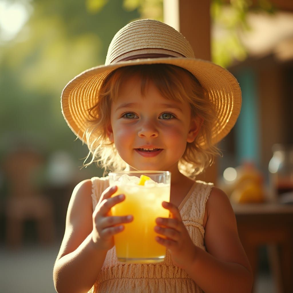 Adorable Child with Lemonade: Cinematic Film Still