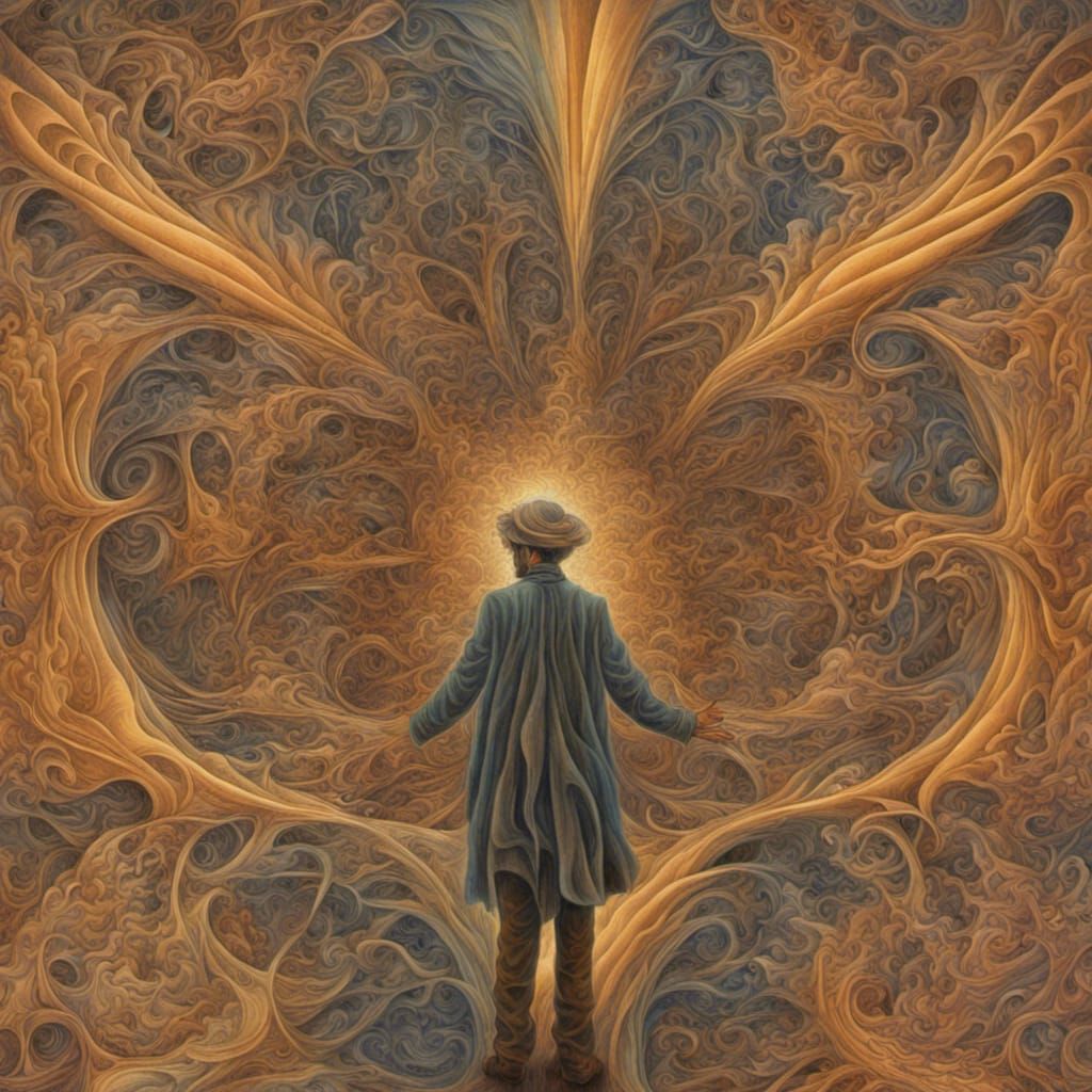 A man standing in the middle of chaos