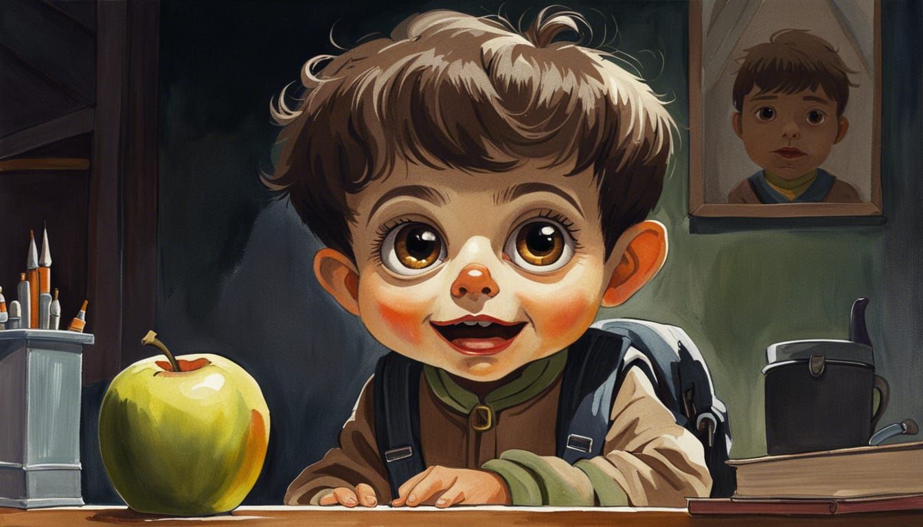 Werewolf Cub on his first day of school (lucky for teacher, it's not as full moon.)  by @Filling The Empty