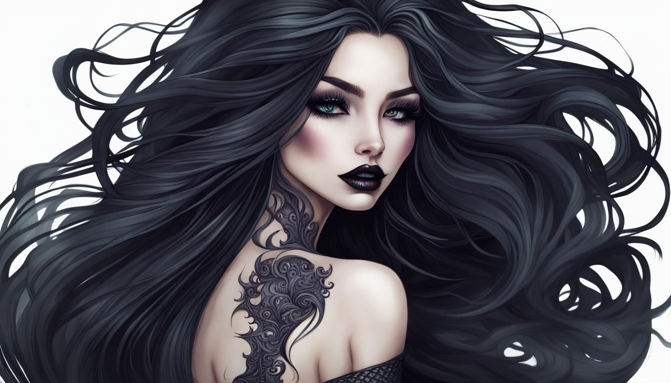 Dark Fantasy Mermaid with Detailed Tail