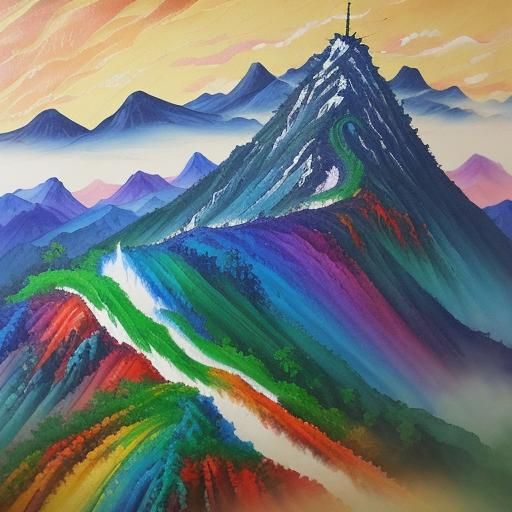 Ink Dragon Mountain in Expressionist Style