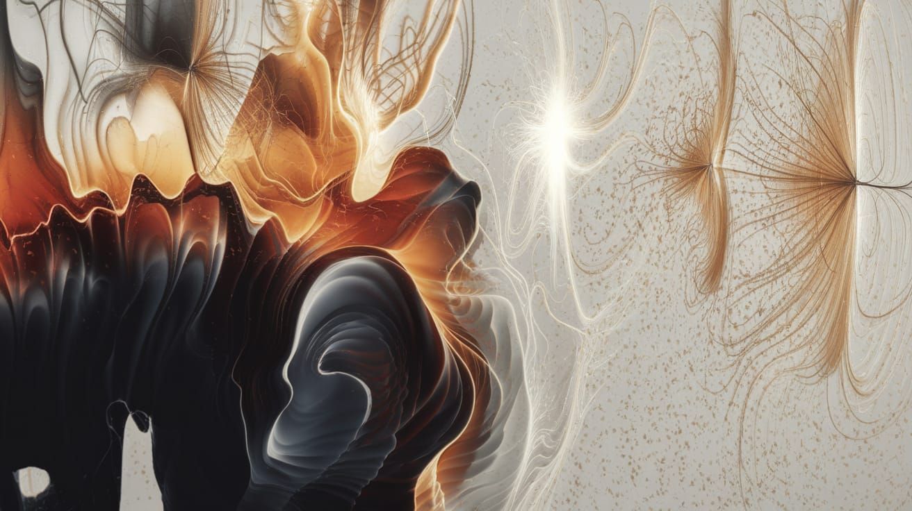 Luminous Dandelion Seed in Swirling Amber Dust 3D Art