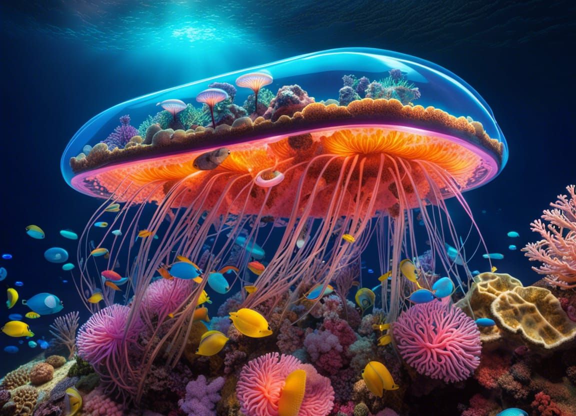 Jellyfish Shelter Symbiosis AI Generated Artwork NightCafe Creator