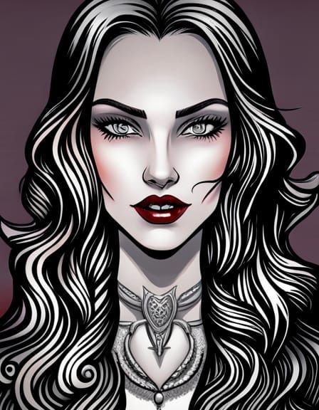 Drawing of a Beautiful Vampiress - AI Generated Artwork - NightCafe Creator