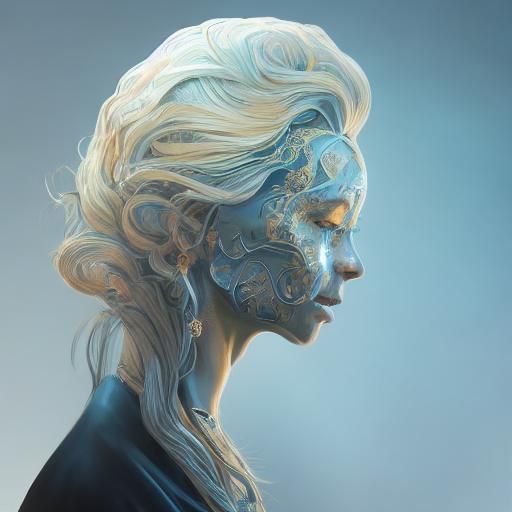 Hand-Embroidered Portrait with Gold Thread Embroidery