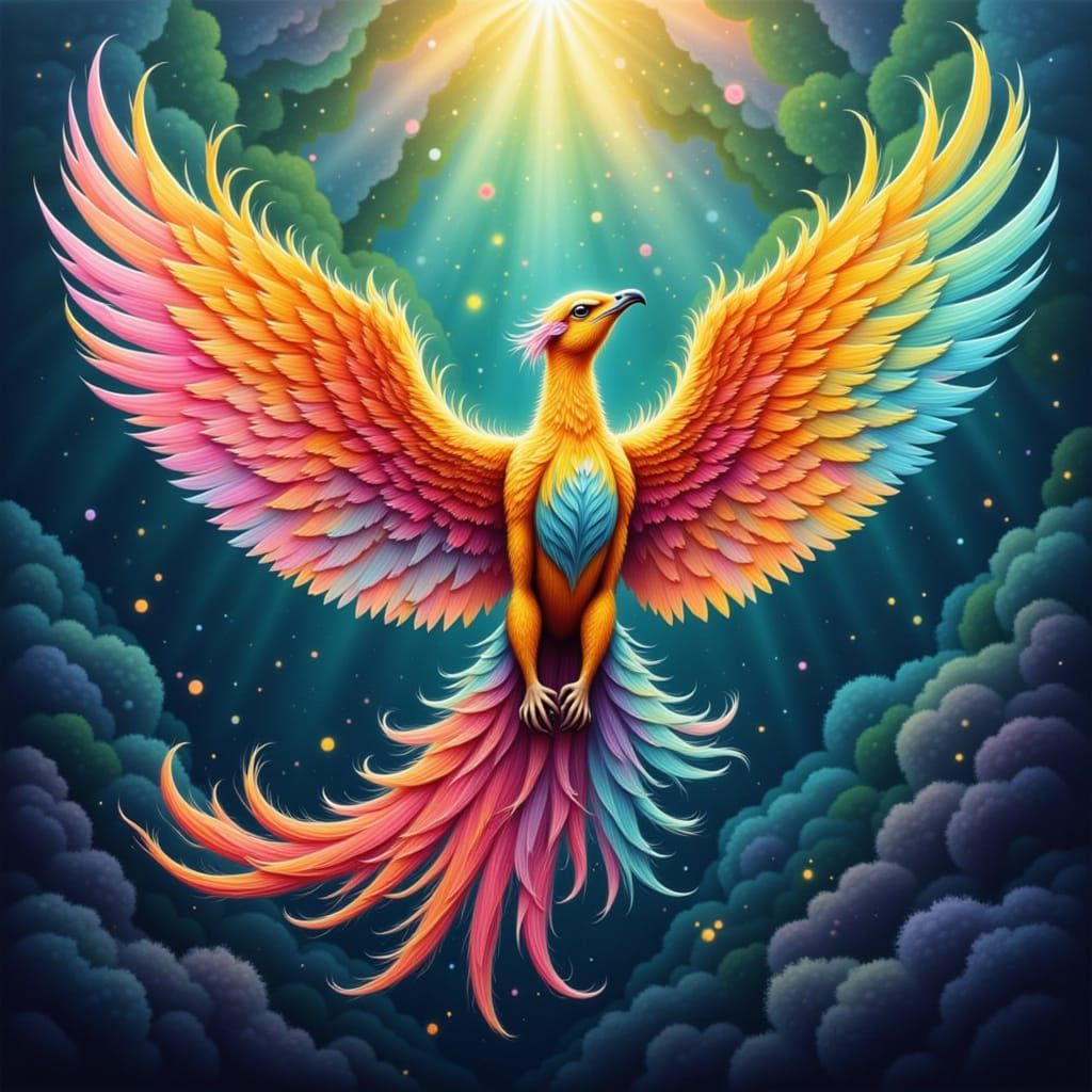Soaring Phoenix in Pastel Light