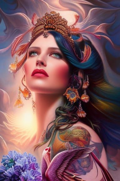 boho tattooed goddess beautiful portrait Anato Finnstark, An...