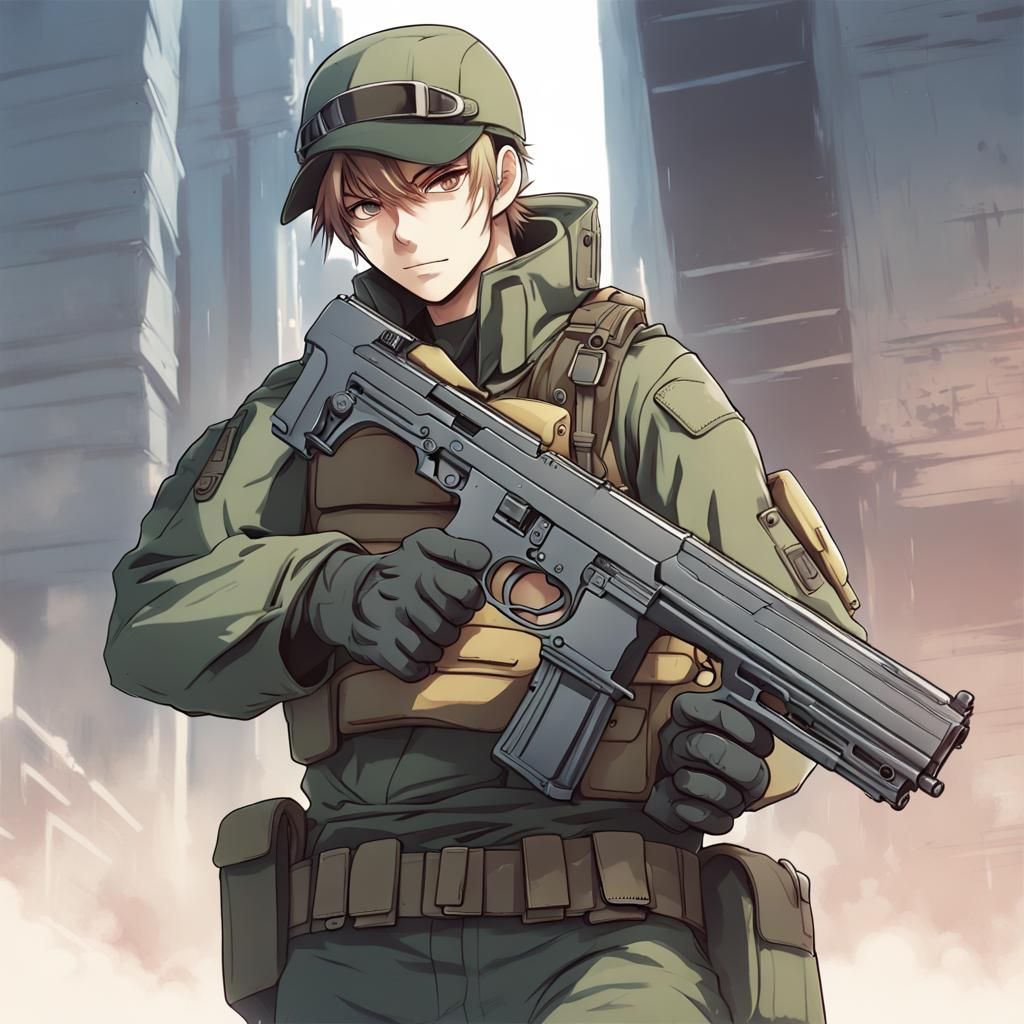mercenary recruit soldier holding pistol
