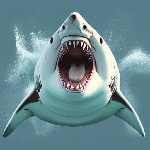 Beautiful great white shark after his dentist appointment ;) - AI Generated  Artwork - NightCafe Creator