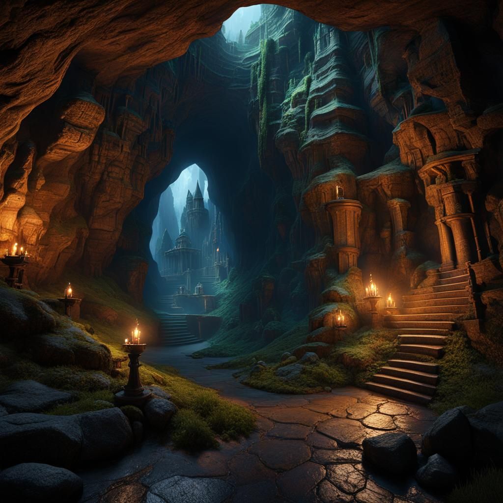 Underground Places, large cave, underground Ancient themed underground