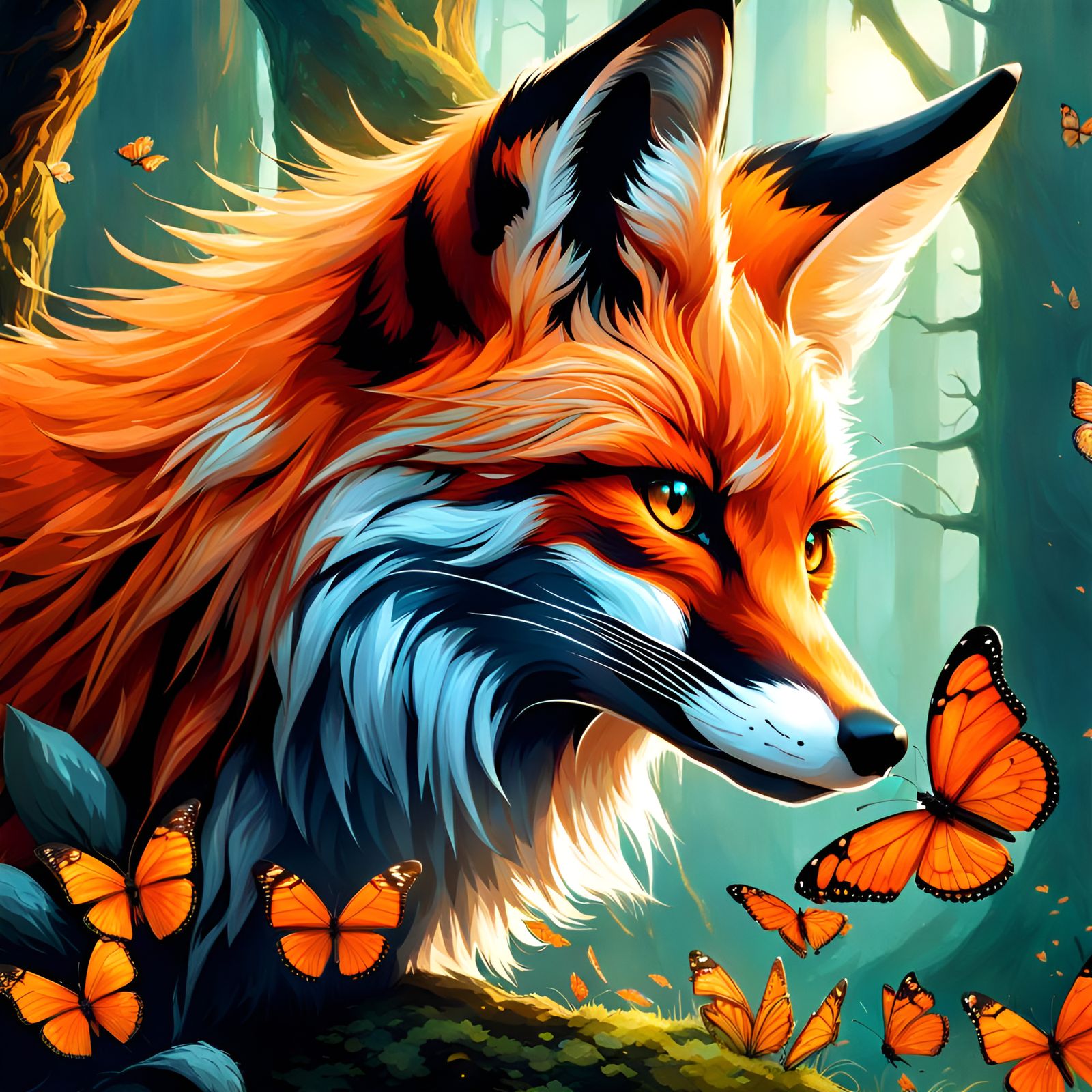 Magical Fox in Pandora Forest: Digital Art